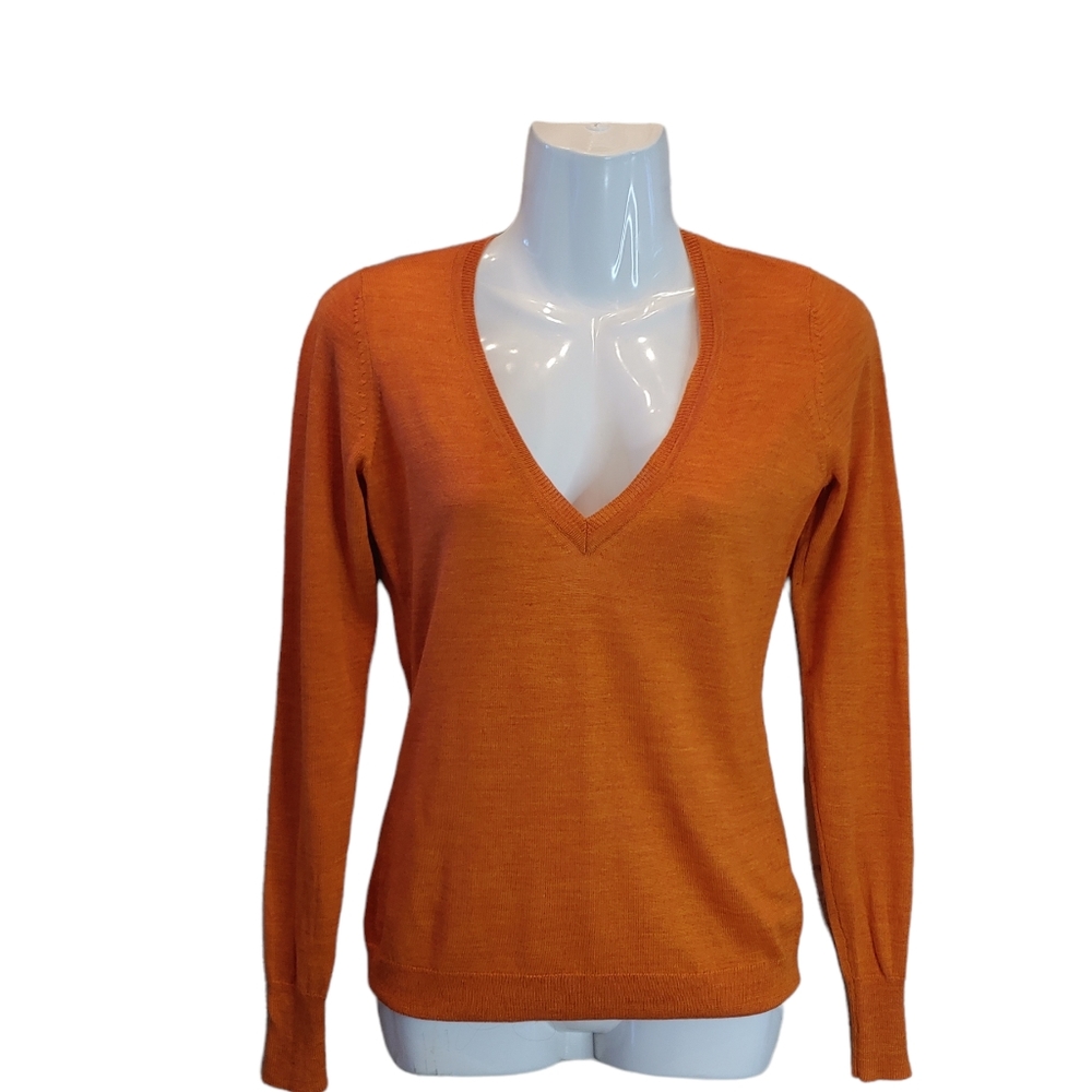 The Limited women's long sleeve casual top shirt V neckline orange size XS NWOT